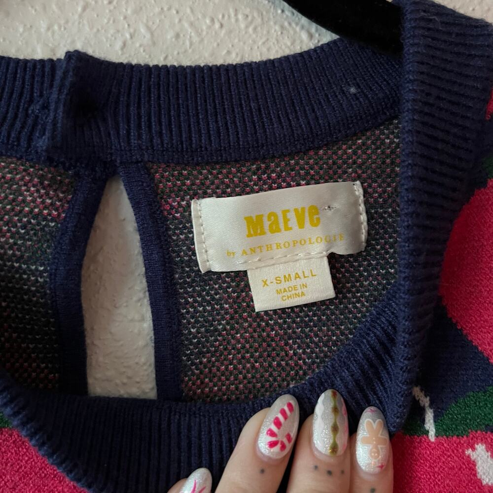 Anthropologie Maeve Puff Short Sleeve Apple Sweater Size Extra Small - Picture 4 of 6
